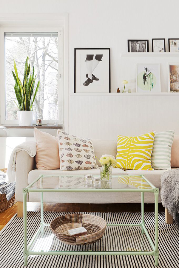 touches of pastels + stripes // living room via coco kelley