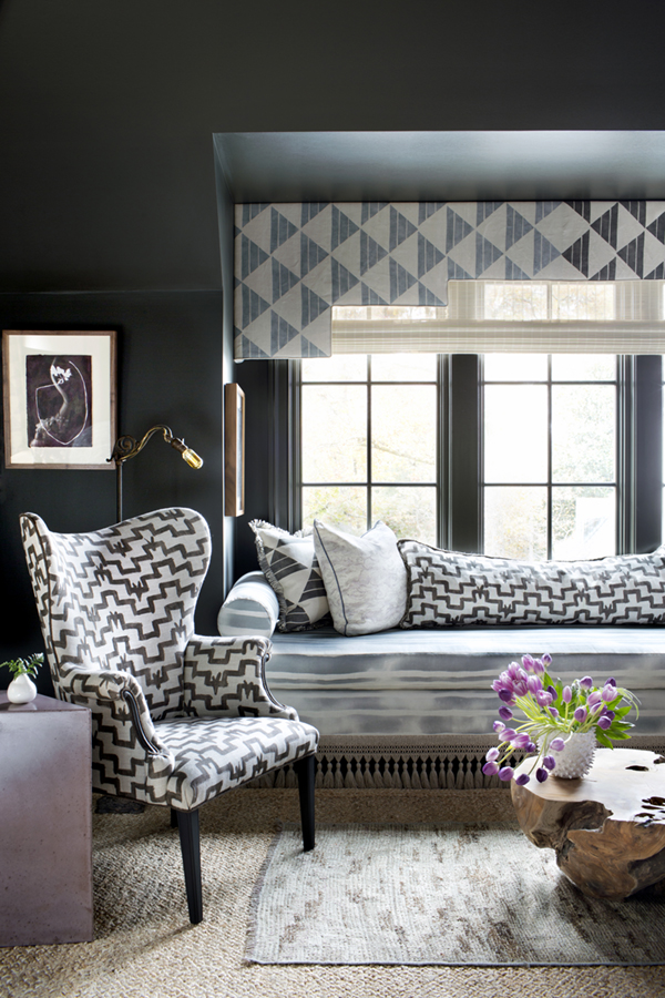 layered patterns in a new traditional living room setting by cloth & kind | via coco+kelley