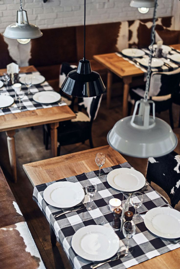 ALTHAUS restaurant gingham and wood