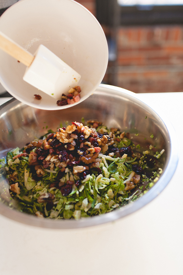 Brussel Sprout Salad with Pancetta, Apple and Cranberry // coco+kelley