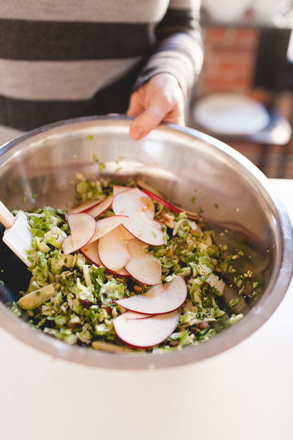 Brussel Sprout Salad with Pancetta, Apple and Cranberry // coco+kelley