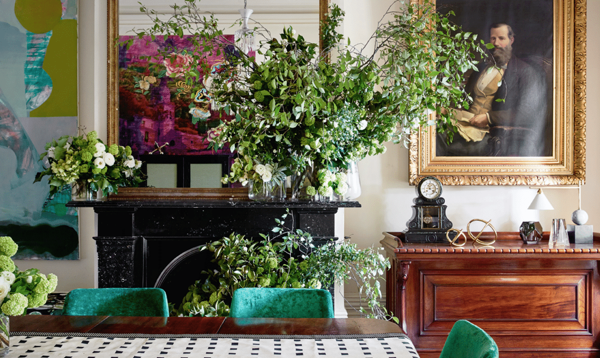 Como House Dining Room and Florals