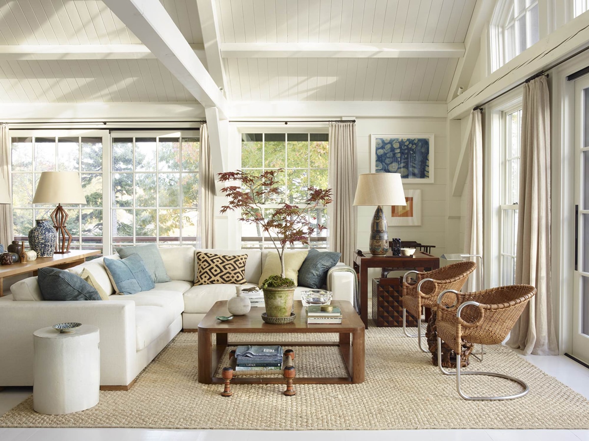 neutral beach house living room design | seaside cottage house tour on coco kelley
