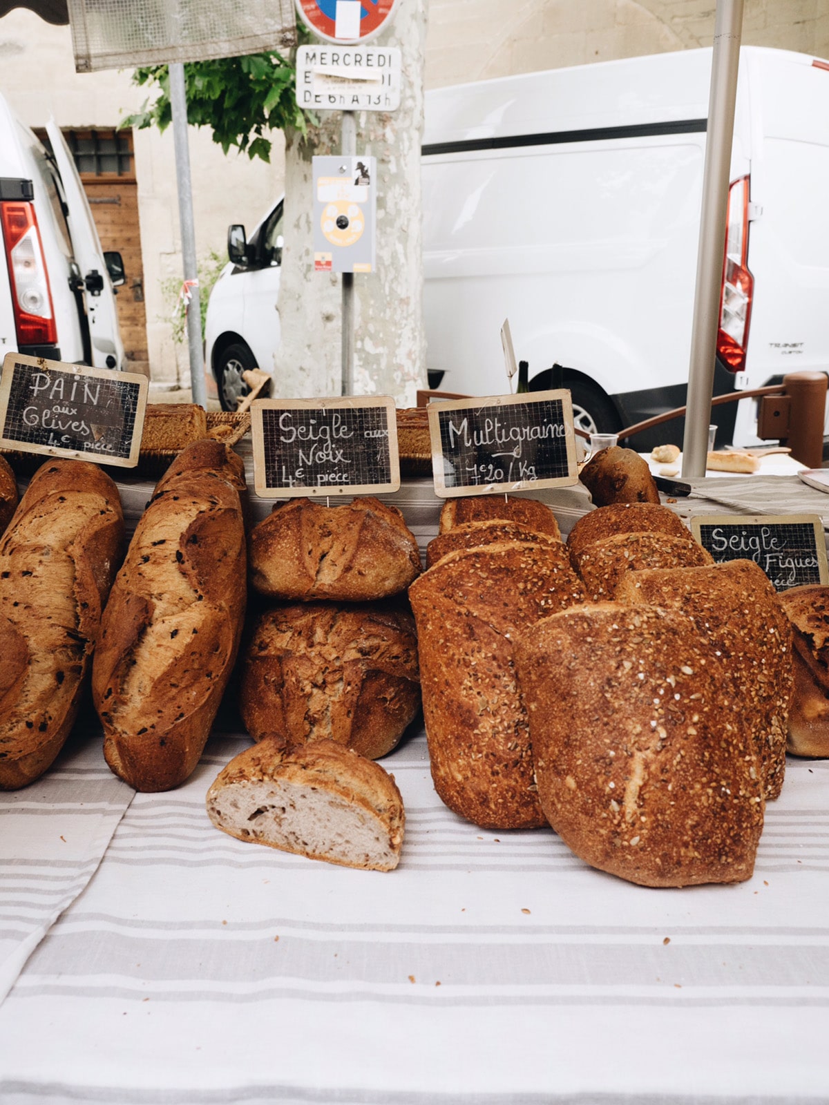 fresh bread at the outdoor market in saint remy, provence | 24 hour travel guide from coco kelley