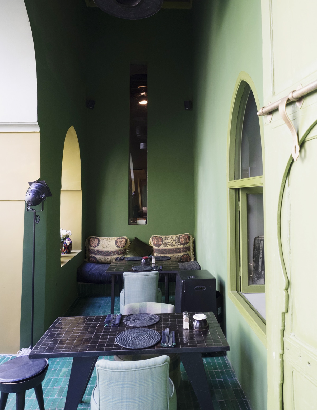 a moody room at Le Jardin in Marrakech helps beat the heat | wanderlust design via coco kelley