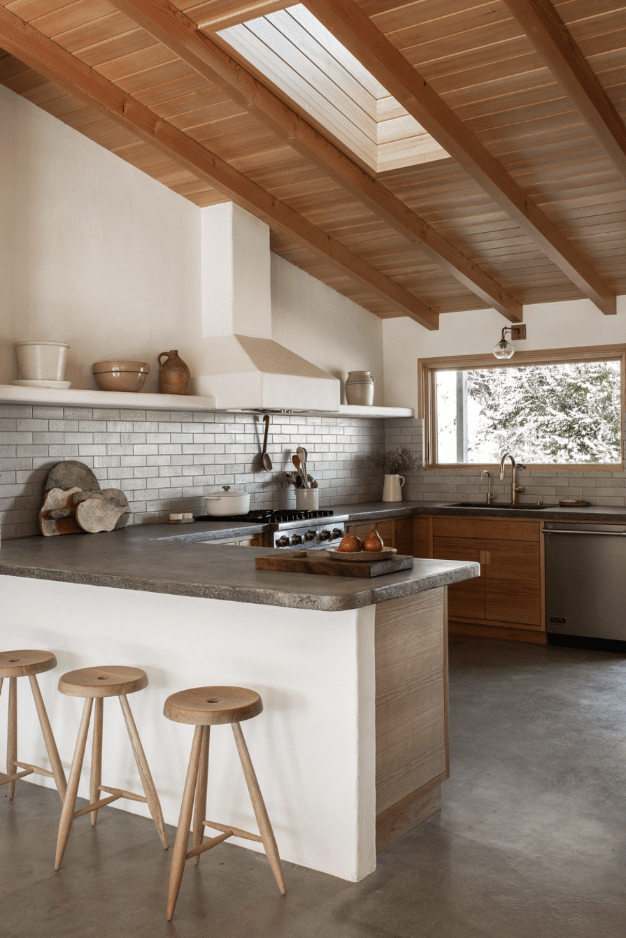 modern desert adobe house tour concrete countertops and natural kitchen