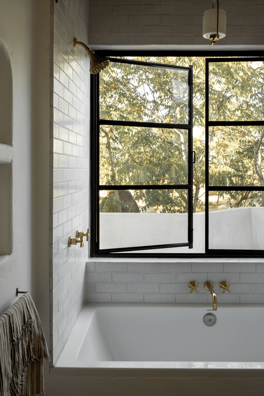 modern desert adobe house tour soaking tub and windows