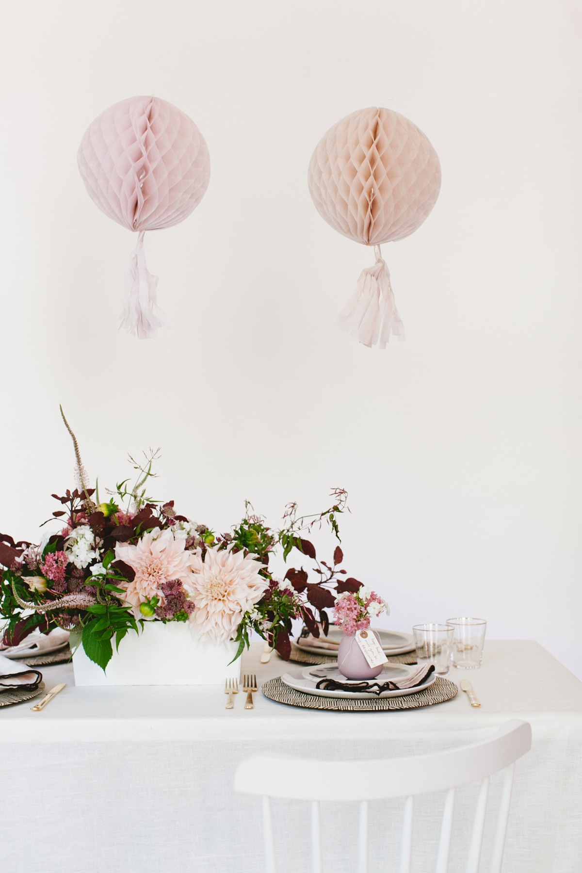 a bridesmaid brunch tabletop in pink and mauve | coco kelley wedding
