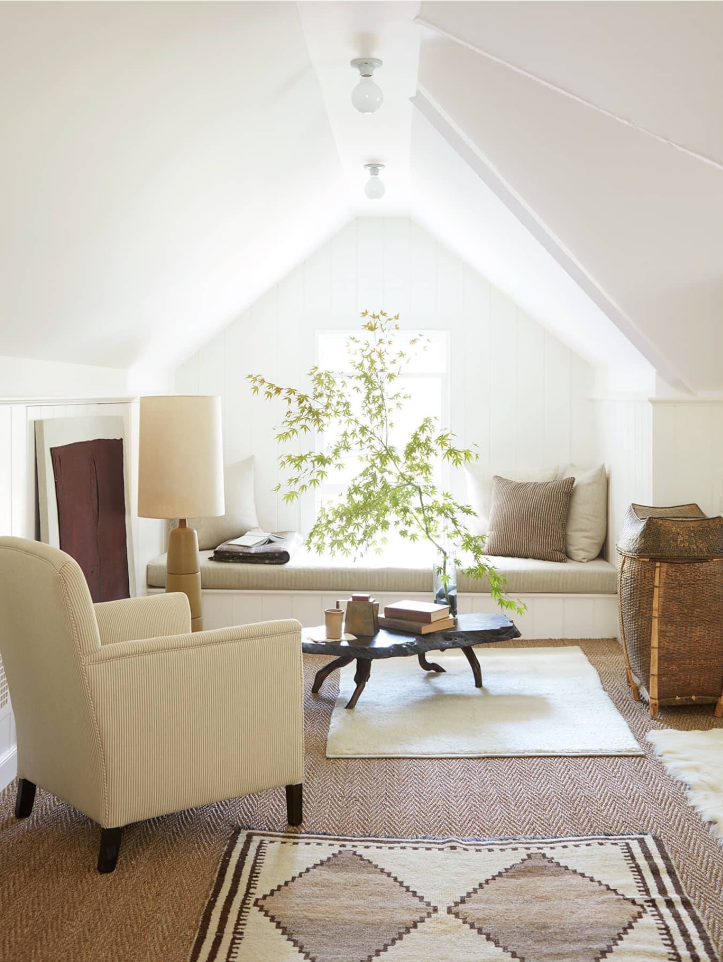 a classic connecticut cottage in white and wood-attic-coco kelley-house-tour