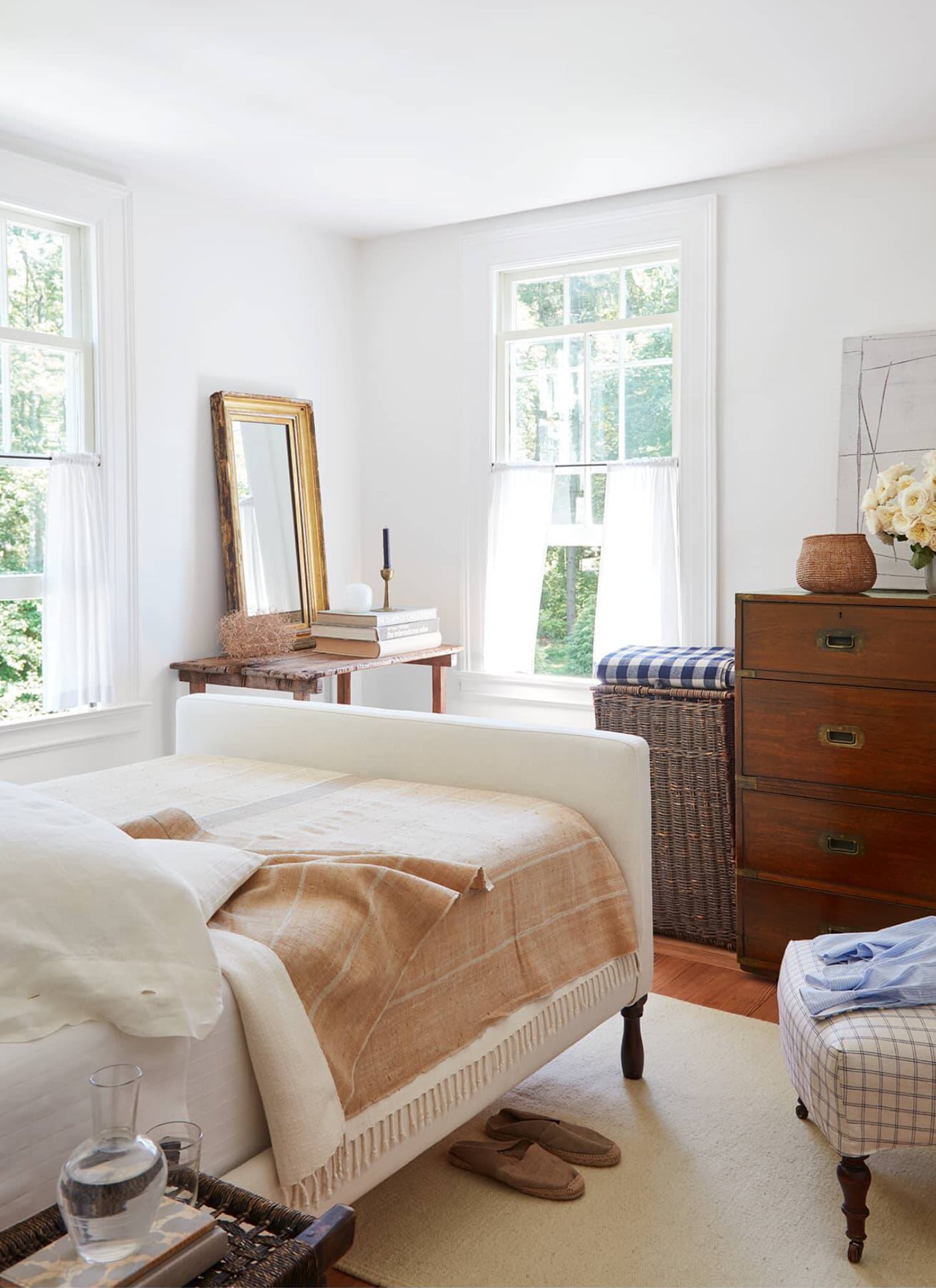 a classic connecticut cottage in white and wood-bedroom-coco kelley-house-tour