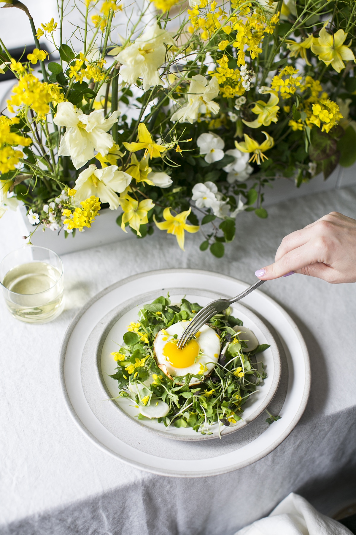a foraged and farmed spring easter tabletop all in yellow coco kelley