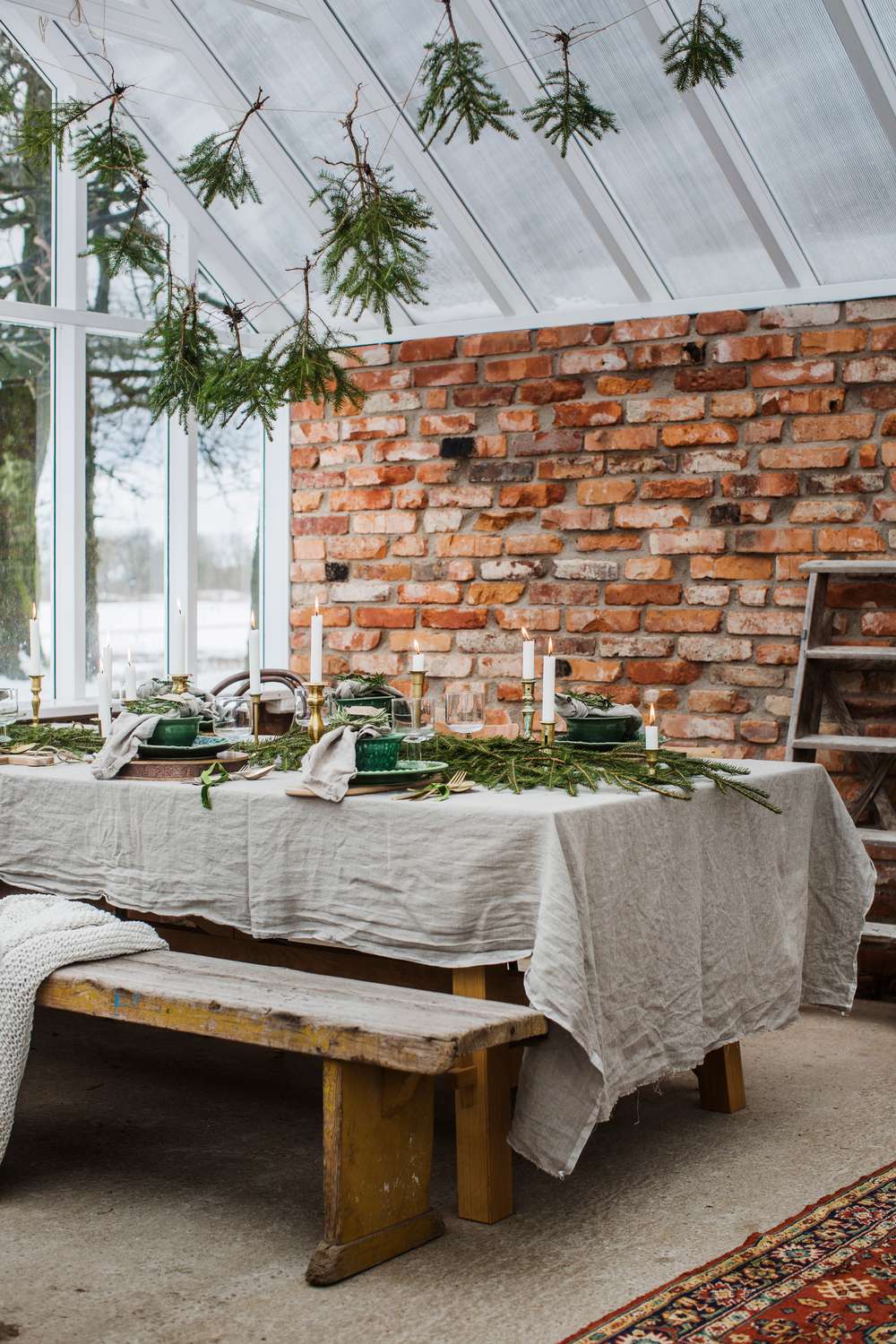 a scandinavian style dinner in a greenhouse | coco kelley