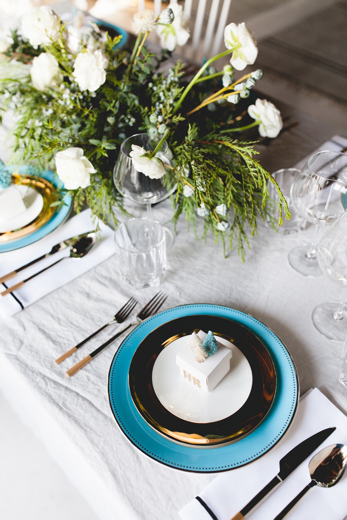 a tiffany blue winter holiday tabletop | designed by coco kelley