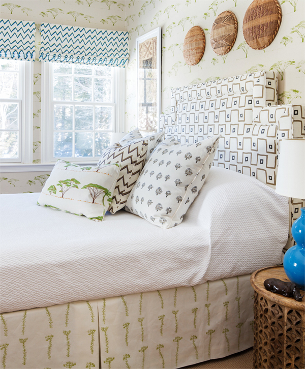 African inspired bedroom in Mally Skok fabrics | via coco+kelley