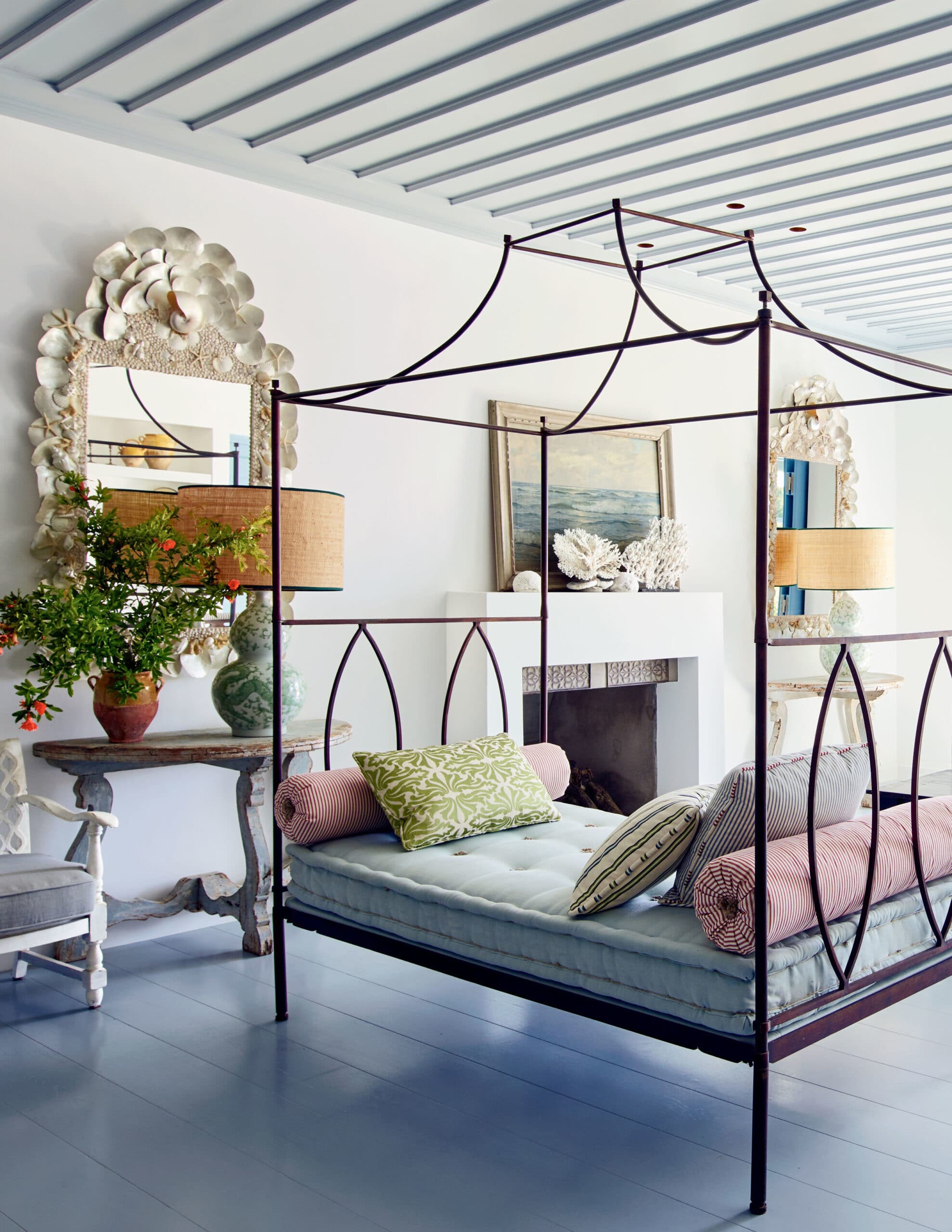 an airy daybed completes this pastel living room | green island house tour via coco kelley