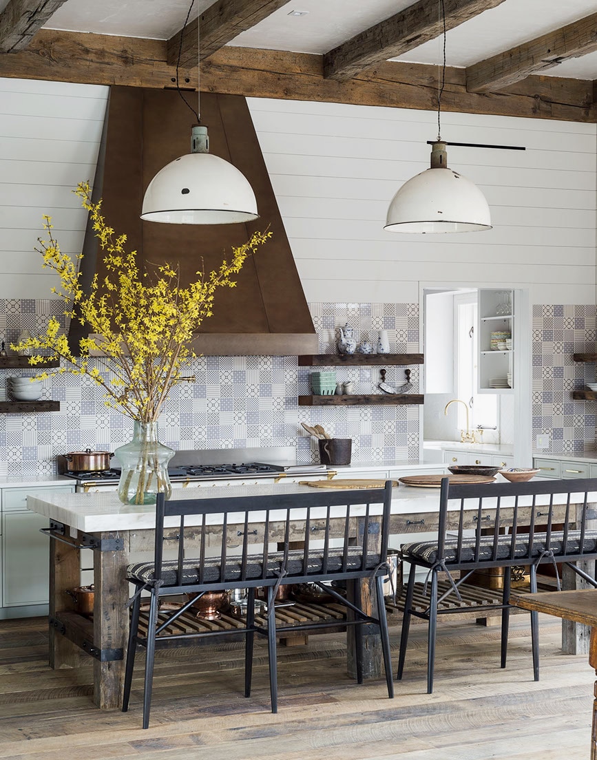 antiques mix with industrial and shaker style in this eclectic farmhouse kitchen | full home tour on coco kelley