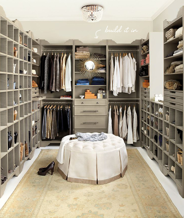 classic neutral built-ins for a walk in closet dressing room | coco+kelley
