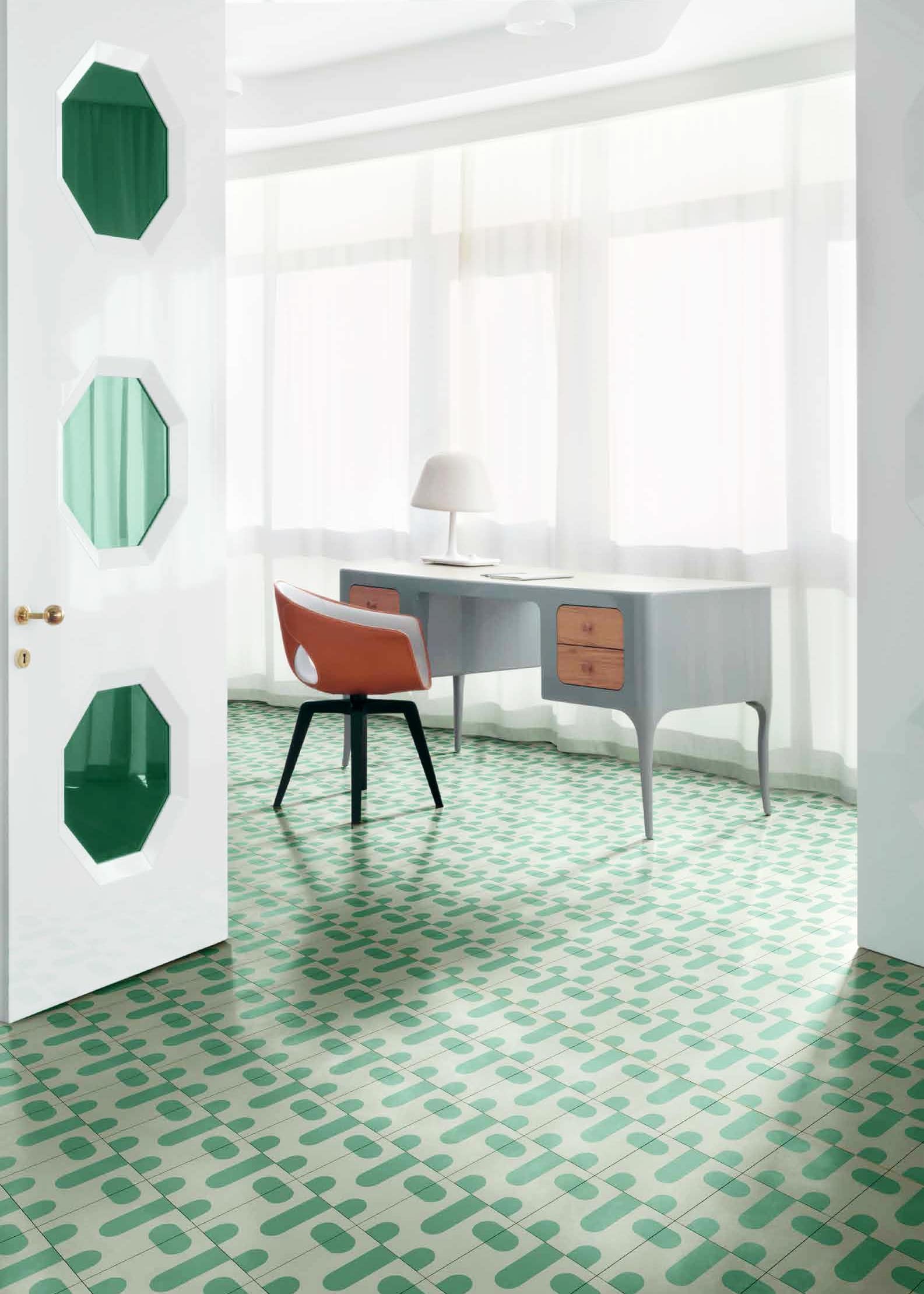green tile and modern hex door | via coco kelley