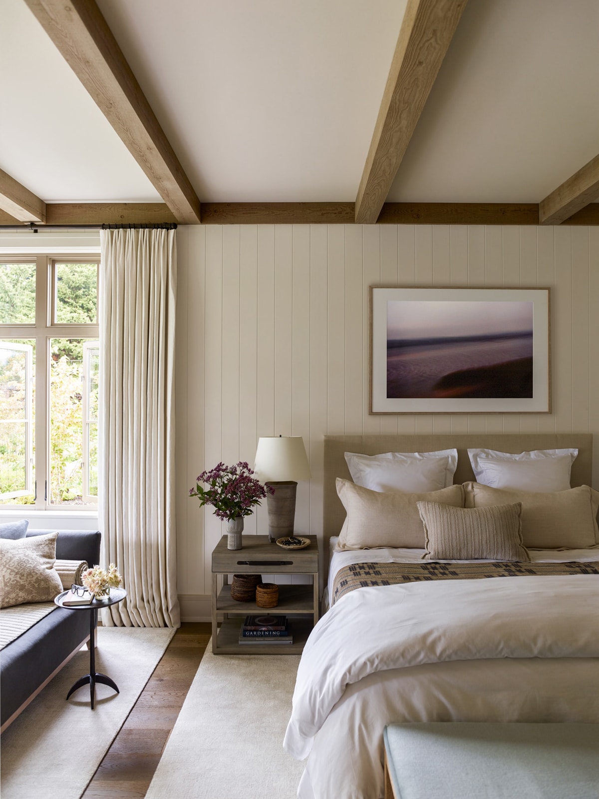 calm cream tones in this master bedroom | traditional pacific northwest house tour on coco kelley