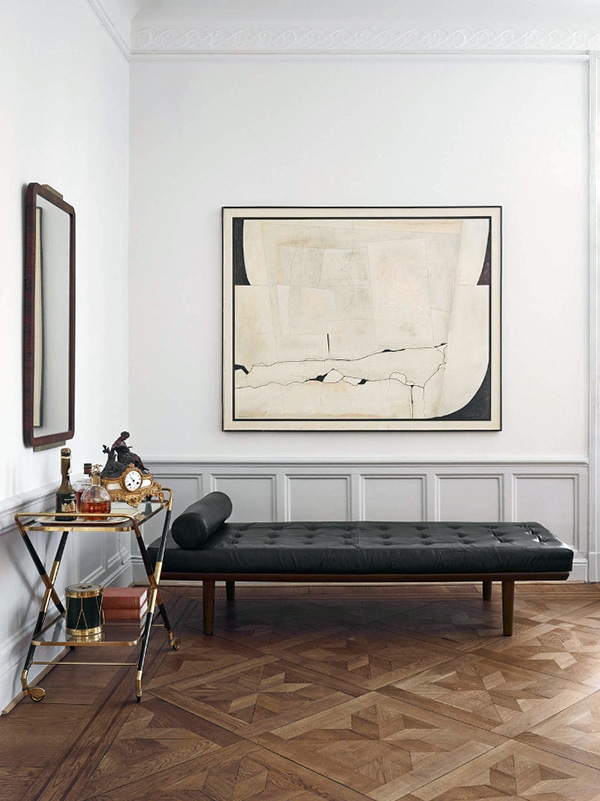 classic architecture with modern leather daybed bench via coco kelley