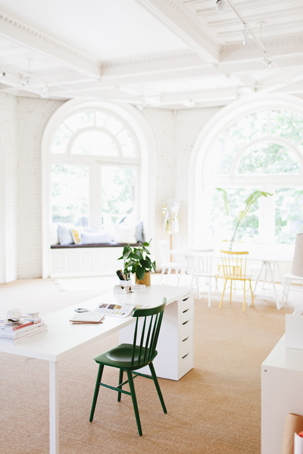 coco+kelley's all white office in seattle with gorgeous windows!