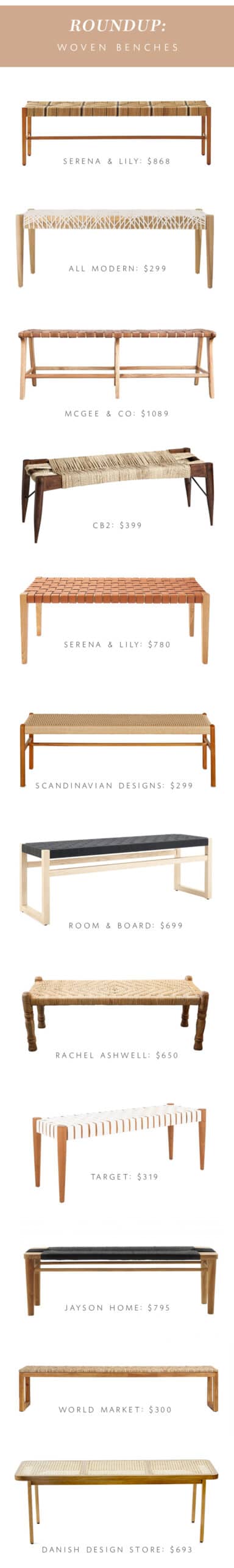 woven bench roundup on coco kelley