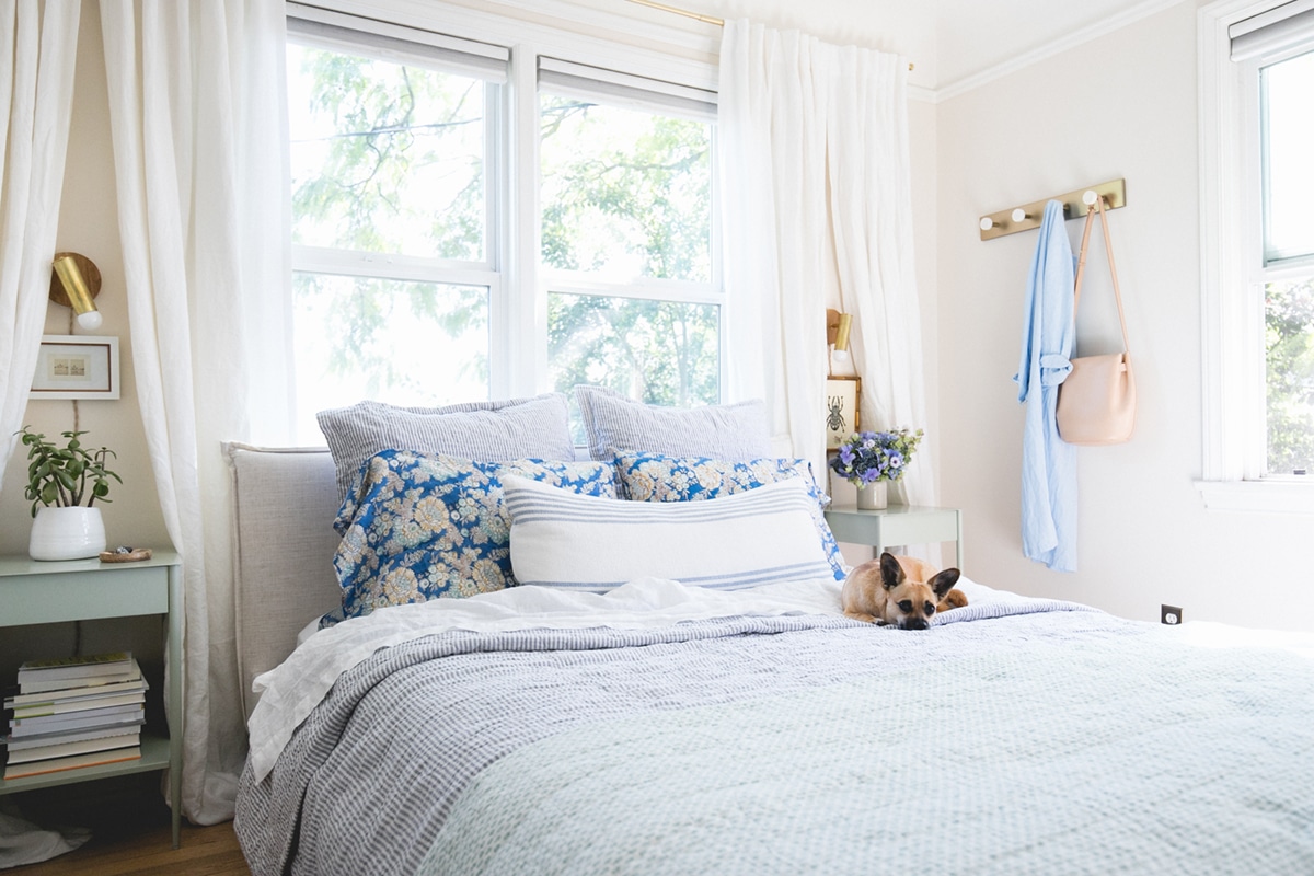 creating a calm beach cottage vibe in this bedroom makeover on coco kelley