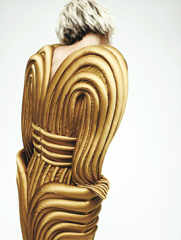 insane gorgeous gold dress for interview mag // via coco+kelley