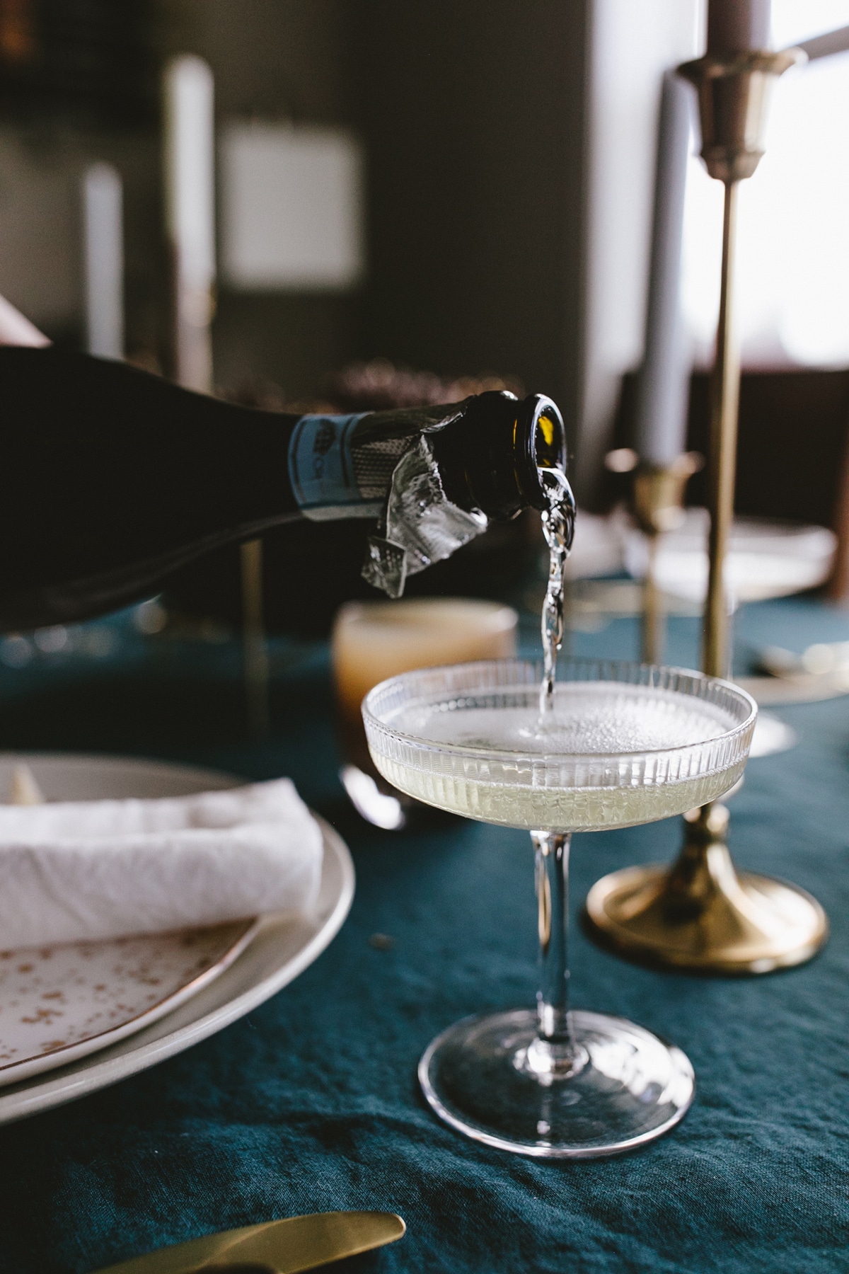 fancy modern champagne coupes | how to set a simple festive holiday table