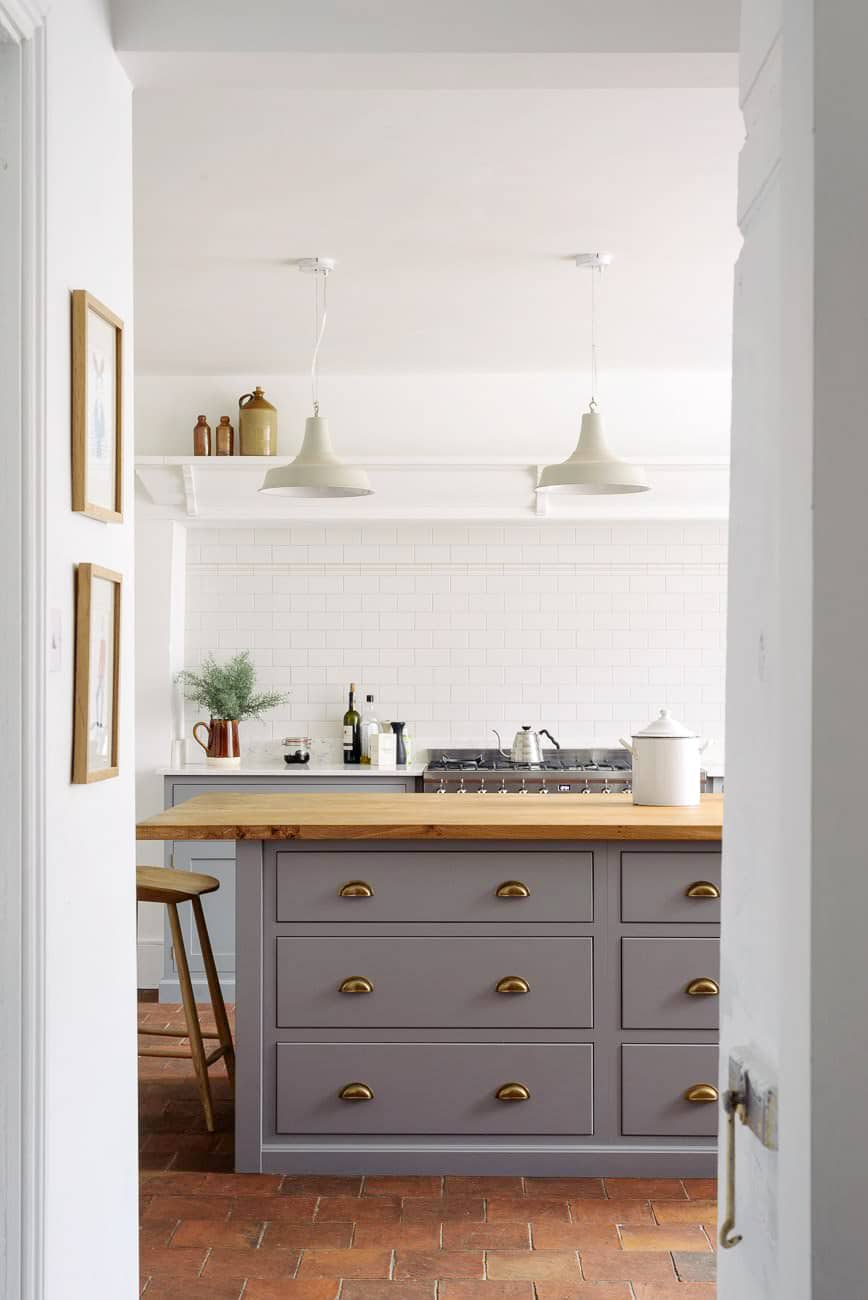 farmhouse style kitchen with terracotta tile floors | coco kelley