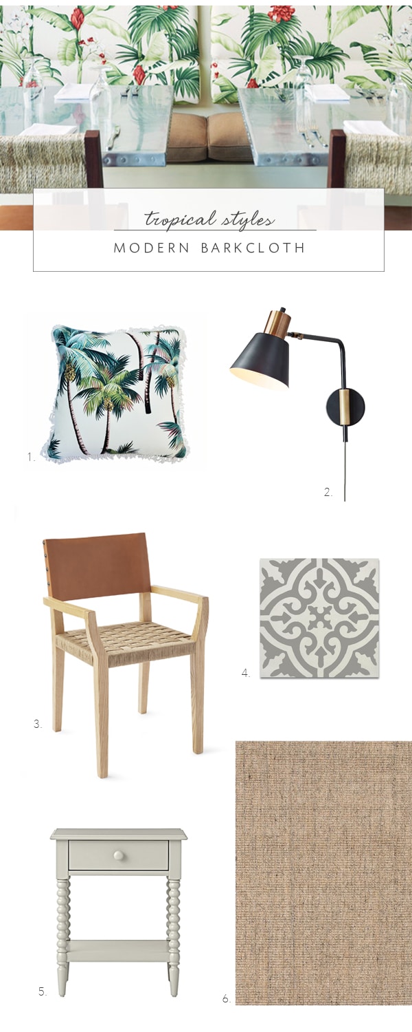 get the look of these elevated tropical styles - modern barkcloth - coco kelley