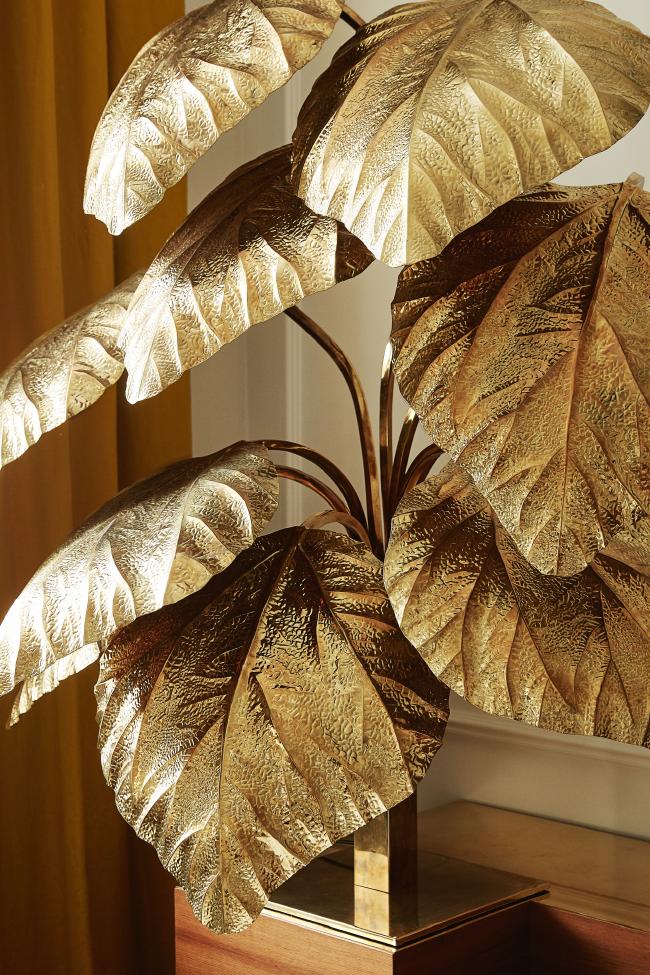 gold brass leaf sculpture | polish prewar apartment tour on coco kelley