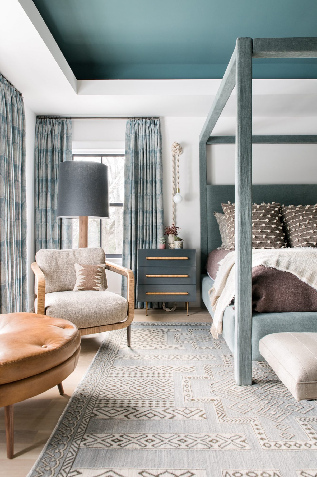 gorgeous layers of blue in this master bedroom designed by cortney bishop | house tour o on coco kelley