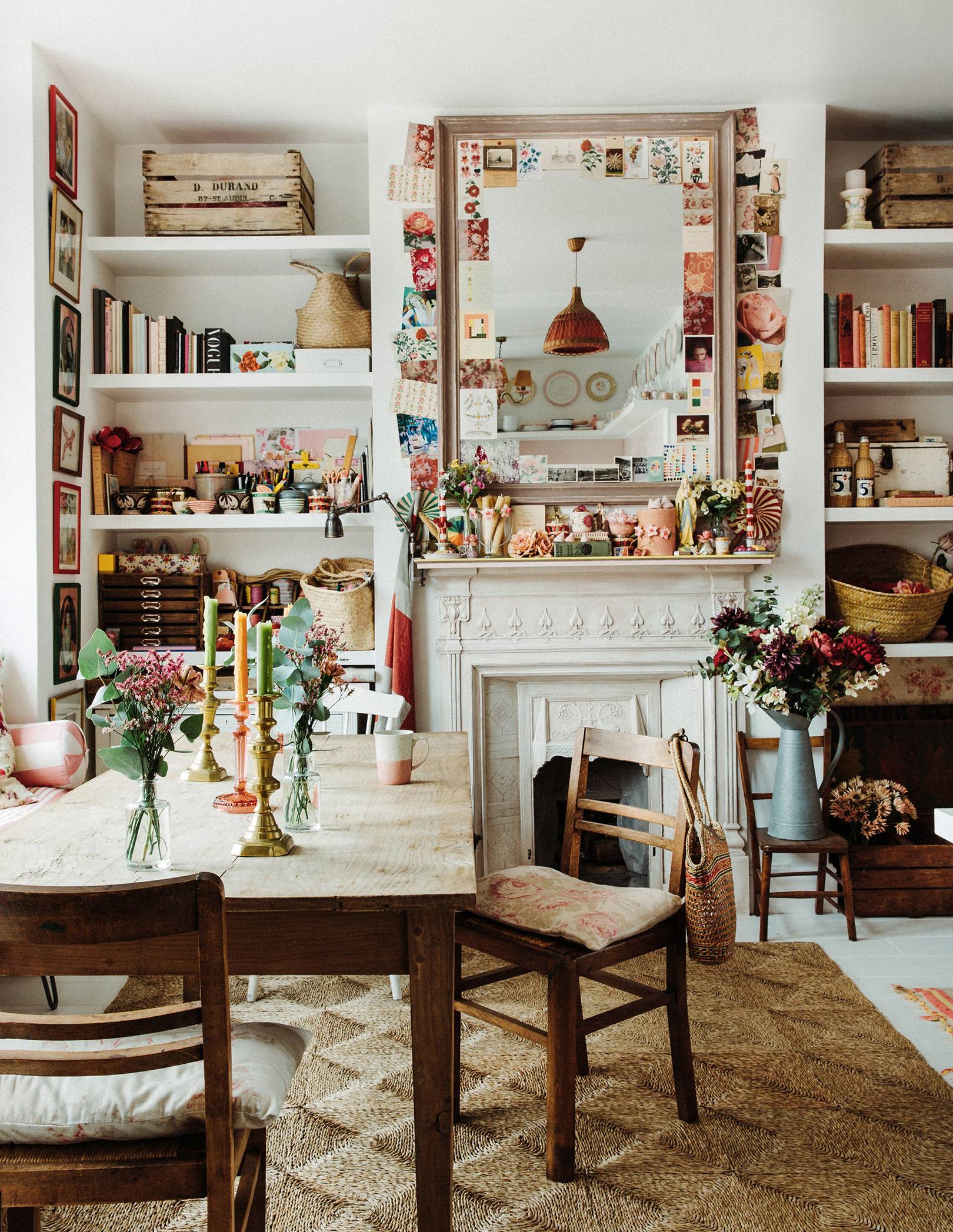 granny chic romantic style in this eclectic layered dining room |violet dent house tour