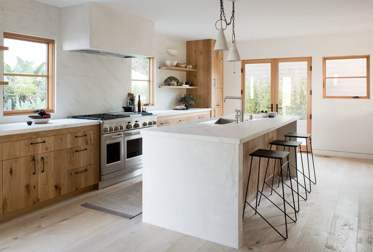 Simo Design raw wood cabinetry for a clean minimalist wabi sabi style in the kitchen