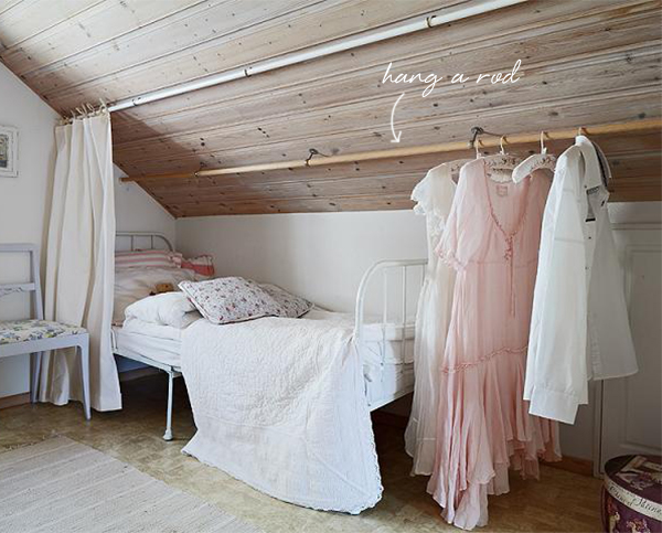 hanging closet storage options for an attic dresing room or bedroom | coco+kelley