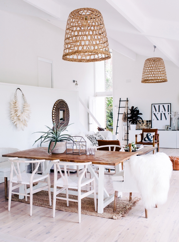 all white lofty dining room by hannah blackmore // via coco+kelley