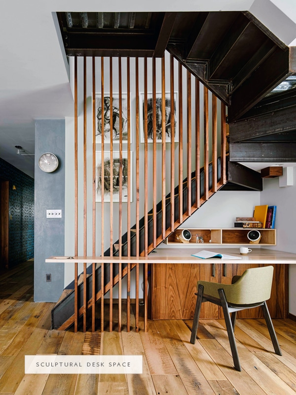 architectural detail in this desk space under the stairs | coco+kelley - in the details