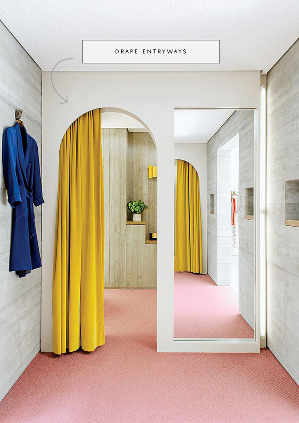 arched entryway to hide drapes - DIY idea for closet via coco+kelley