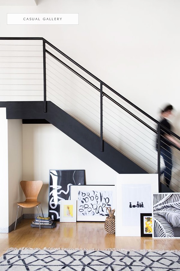 a casual gallery wall moment under the stairs| coco+kelley - in the details