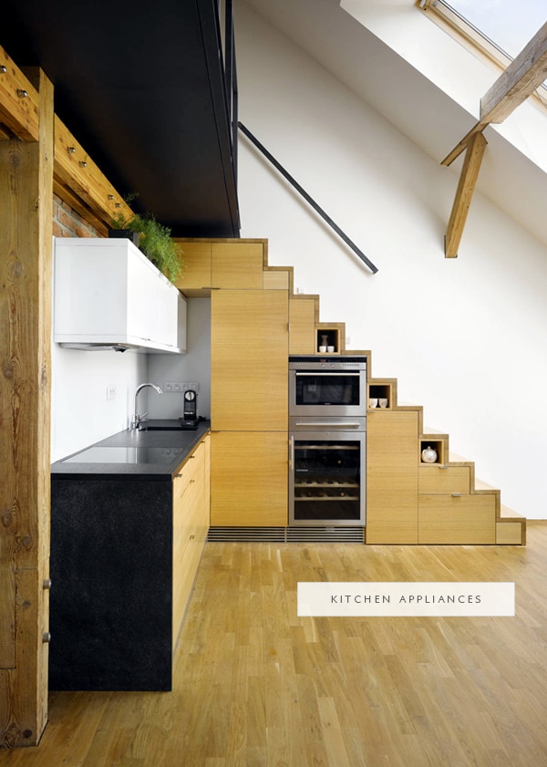 kitchen appliances and storage built-in under stairs| coco+kelley - in the details