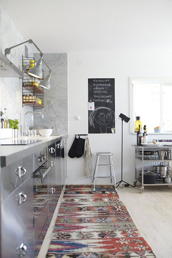 industrial style kitchen with marble