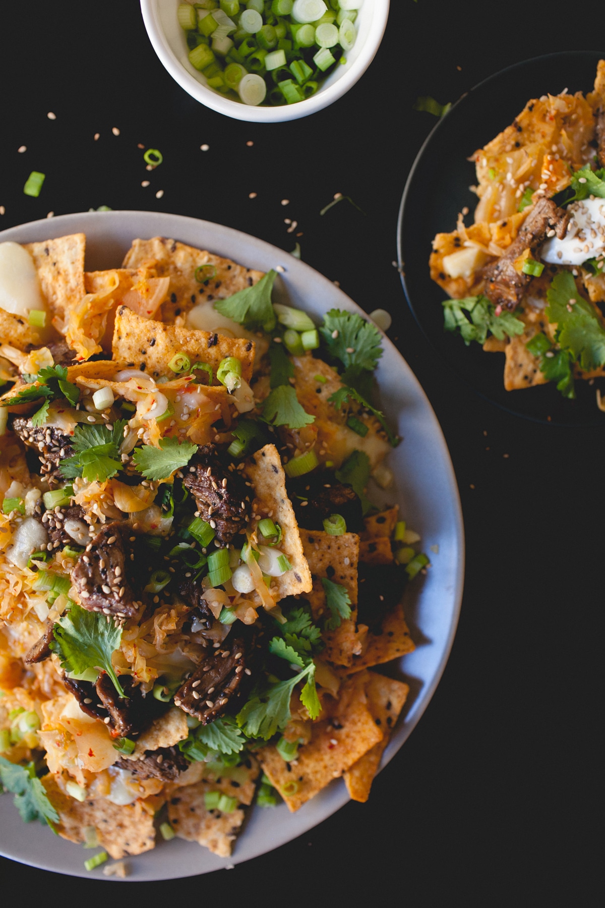 kimchee nachos recipe for game day with way better snacks sriracha chips | via coco kelley