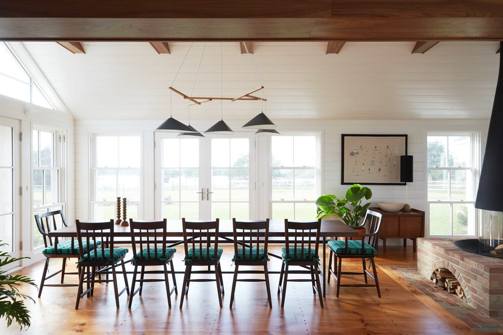 large open dining room | modern shaker beach house tour on coco kelley