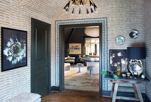 layered textiles and textures in this vestibule by cloth & kind | via coco kelley