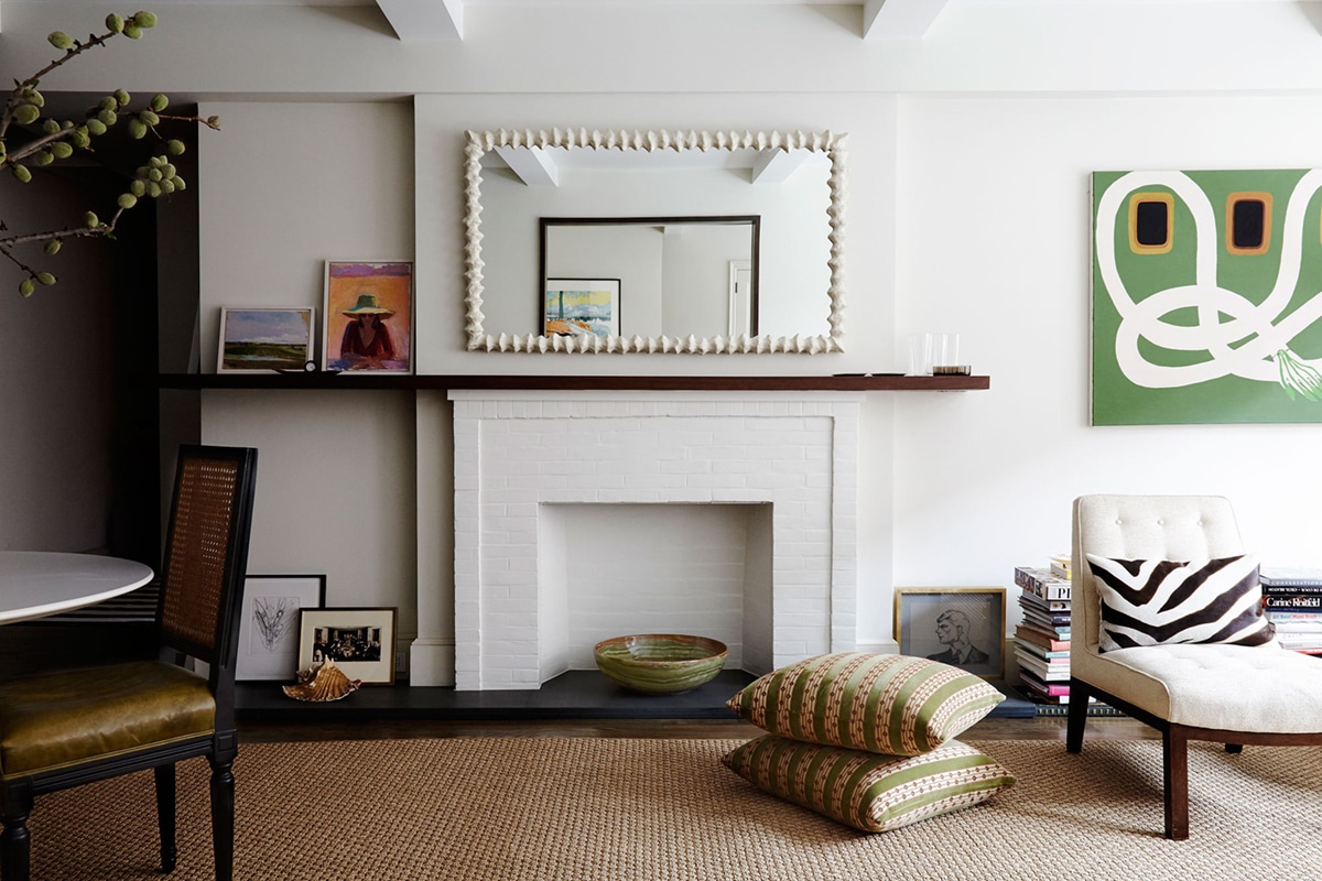 a mantel marries the dining room to living room | room of the week via coco kelley