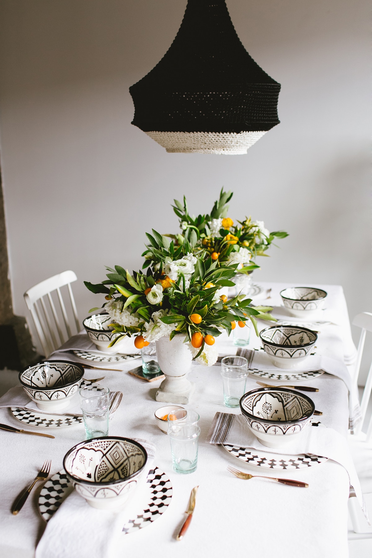 A Black & White Moroccan Citrus Garden Tabletop | design by coco kelley