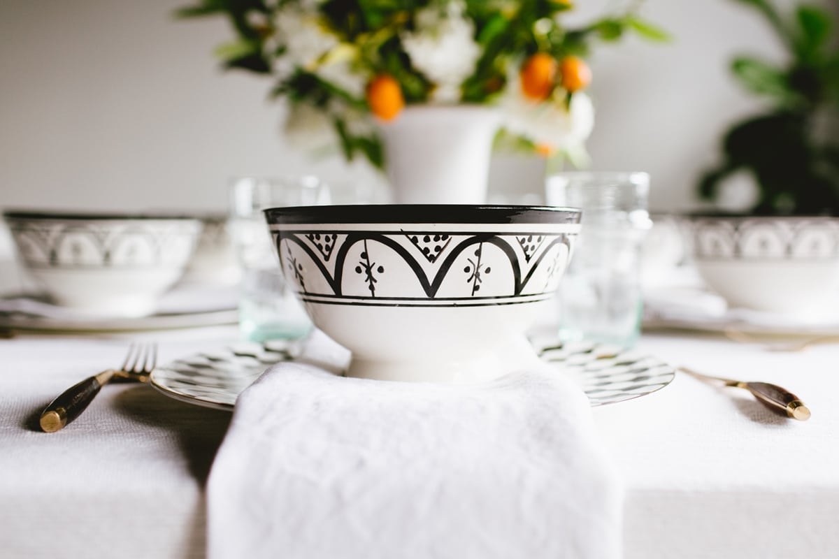 A Black & White Moroccan Citrus Garden Tabletop | design by coco kelley