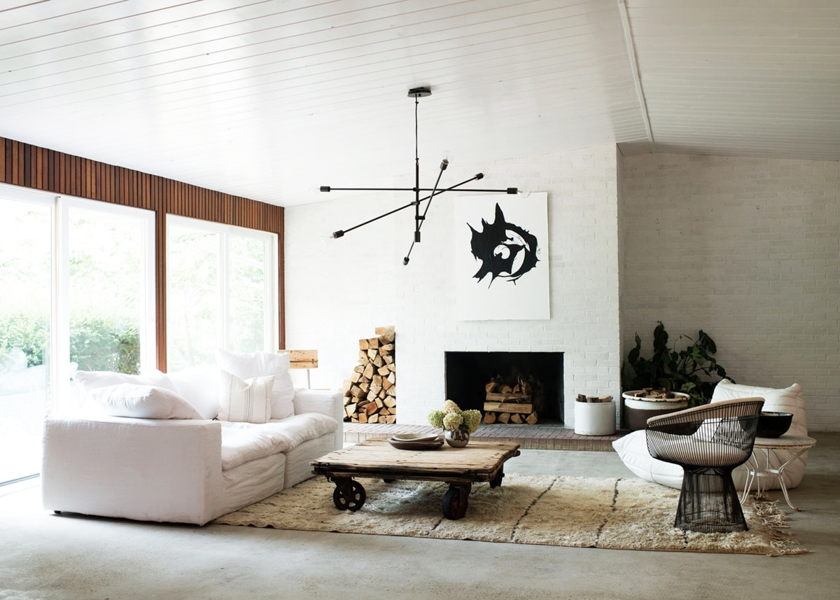 midcentury modern living room with organic touches | house tour on coco kelley