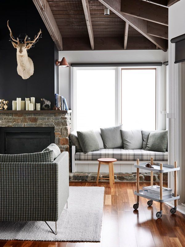 cozy cabin nook with checks and plaids // coco kelley via the design files